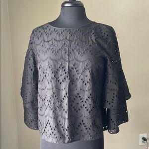 Ann Taylor Factory Black Eyelet Blouse